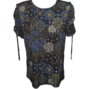 MICHAEL Michael Kors Tie Ruched Short Sleeve Blouse Top